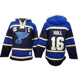 Authentic Old Time Hockey Adult Brett Hull Sawyer Hooded Sweatshirt Jersey - NHL 16 St. Louis Blues