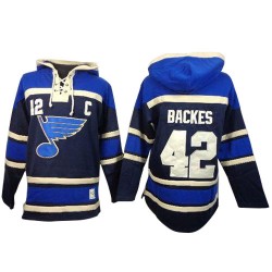 Authentic Old Time Hockey Adult David Backes Sawyer Hooded Sweatshirt Jersey - NHL 42 St. Louis Blues