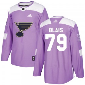 Authentic Adidas Youth Sammy Blais Purple Hockey Fights Cancer Jersey - NHL St. Louis Blues