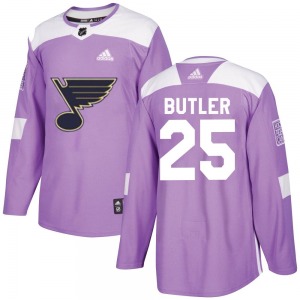 Authentic Adidas Youth Chris Butler Purple Hockey Fights Cancer Jersey - NHL St. Louis Blues