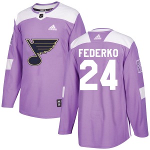 Authentic Adidas Youth Bernie Federko Purple Hockey Fights Cancer Jersey - NHL St. Louis Blues