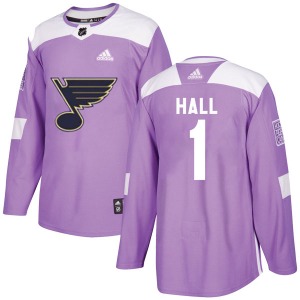 Authentic Adidas Youth Glenn Hall Purple Hockey Fights Cancer Jersey - NHL St. Louis Blues