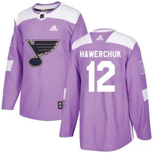 Authentic Adidas Youth Dale Hawerchuk Purple Hockey Fights Cancer Jersey - NHL St. Louis Blues