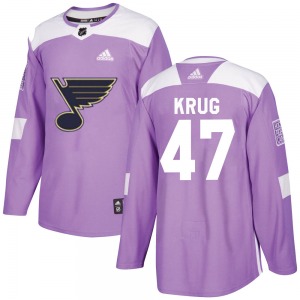 Authentic Adidas Youth Torey Krug Purple Hockey Fights Cancer Jersey - NHL St. Louis Blues