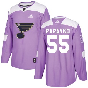 Authentic Adidas Youth Colton Parayko Purple Hockey Fights Cancer Jersey - NHL St. Louis Blues