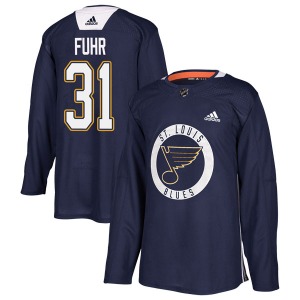 Authentic Adidas Youth Grant Fuhr Blue Practice Jersey - NHL St. Louis Blues
