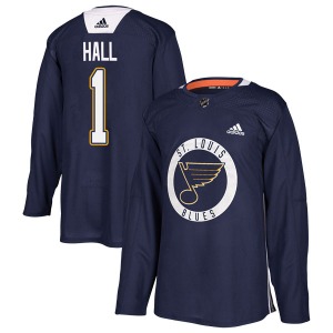 Authentic Adidas Youth Glenn Hall Blue Practice Jersey - NHL St. Louis Blues