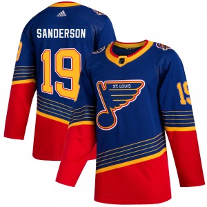 Authentic Adidas Youth Derek Sanderson Blue 2019/20 Jersey - NHL St. Louis Blues