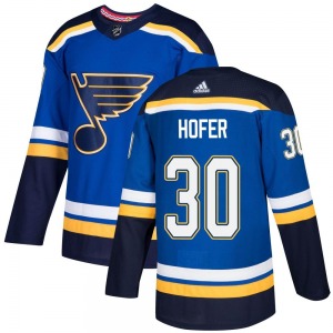 Authentic Adidas Youth Joel Hofer Blue Home Jersey - NHL St. Louis Blues