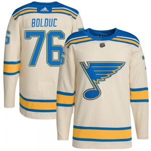 Authentic Adidas Youth Zack Bolduc Cream 2022 Winter Classic Player Jersey - NHL St. Louis Blues