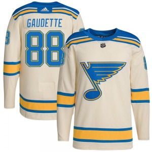 Authentic Adidas Youth Adam Gaudette Cream 2022 Winter Classic Player Jersey - NHL St. Louis Blues