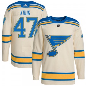 Authentic Adidas Youth Torey Krug Cream 2022 Winter Classic Player Jersey - NHL St. Louis Blues
