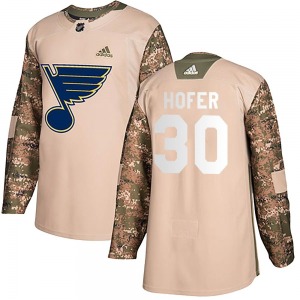 Authentic Adidas Youth Joel Hofer Camo Veterans Day Practice Jersey - NHL St. Louis Blues