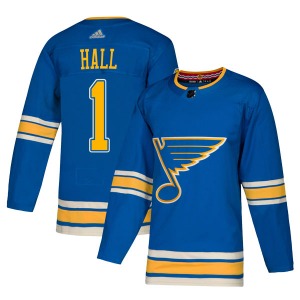 Authentic Adidas Youth Glenn Hall Blue Alternate Jersey - NHL St. Louis Blues