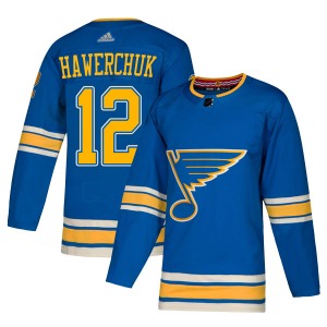 Authentic Adidas Youth Dale Hawerchuk Blue Alternate Jersey - NHL St. Louis Blues