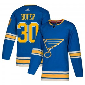 Authentic Adidas Youth Joel Hofer Blue Alternate Jersey - NHL St. Louis Blues