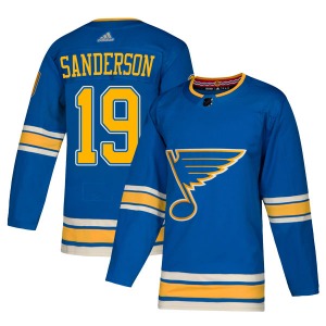 Authentic Adidas Youth Derek Sanderson Blue Alternate Jersey - NHL St. Louis Blues
