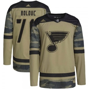 Authentic Adidas Youth Zack Bolduc Camo Military Appreciation Practice Jersey - NHL St. Louis Blues