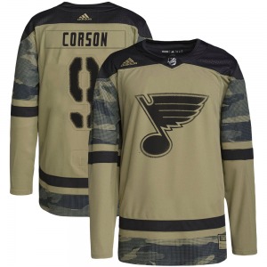 Authentic Adidas Youth Shayne Corson Camo Military Appreciation Practice Jersey - NHL St. Louis Blues