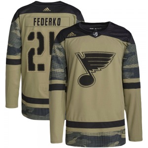 Authentic Adidas Youth Bernie Federko Camo Military Appreciation Practice Jersey - NHL St. Louis Blues