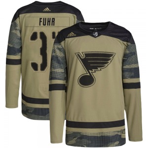 Authentic Adidas Youth Grant Fuhr Camo Military Appreciation Practice Jersey - NHL St. Louis Blues