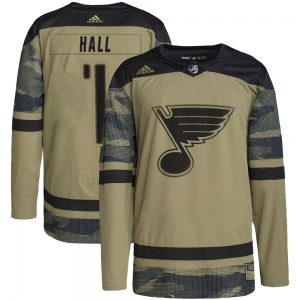 Authentic Adidas Youth Glenn Hall Camo Military Appreciation Practice Jersey - NHL St. Louis Blues