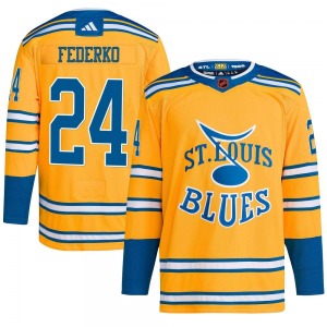 Authentic Adidas Adult Bernie Federko Yellow Reverse Retro 2.0 Jersey - NHL St. Louis Blues