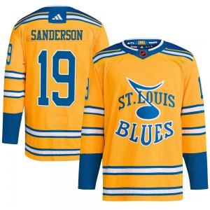 Authentic Adidas Youth Derek Sanderson Yellow Reverse Retro 2.0 Jersey - NHL St. Louis Blues
