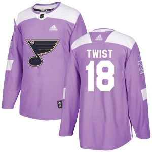 Authentic Adidas Youth Tony Twist Purple Hockey Fights Cancer Jersey - NHL St. Louis Blues
