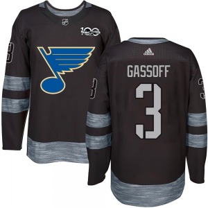 Authentic Youth Bob Gassoff Black 1917-2017 100th Anniversary Jersey - NHL St. Louis Blues