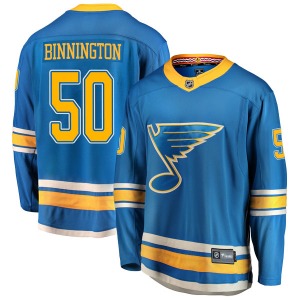 Breakaway Fanatics Branded Youth Jordan Binnington Blue Alternate Jersey - NHL St. Louis Blues