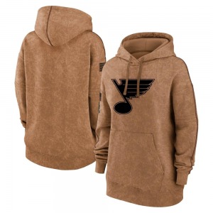 Women's Brown 2023 Salute to Service Pullover Hoodie - NHL St. Louis Blues