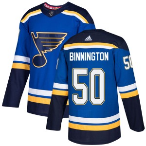 Authentic Adidas Youth Jordan Binnington Blue Home Jersey - NHL St. Louis Blues