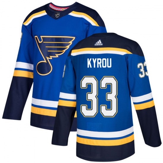 Authentic Adidas Youth Jordan Kyrou Blue Home Jersey - NHL St. Louis Blues