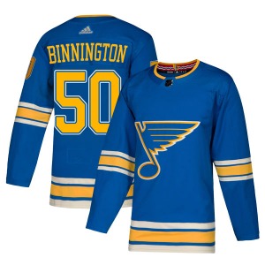 Authentic Adidas Youth Jordan Binnington Blue Alternate Jersey - NHL St. Louis Blues