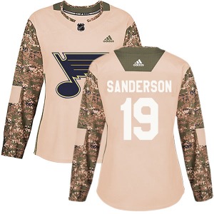 Authentic Adidas Women's Derek Sanderson Camo Veterans Day Practice Jersey - NHL St. Louis Blues