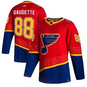 Authentic Adidas Youth Adam Gaudette Red 2020/21 Reverse Retro Jersey - NHL St. Louis Blues