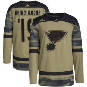 Authentic Adidas Youth Rod Brind'Amour Camo Military Appreciation Practice Jersey - NHL St. Louis Blues