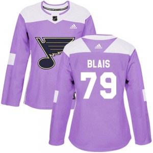 Authentic Adidas Women's Sammy Blais Purple Hockey Fights Cancer Jersey - NHL St. Louis Blues
